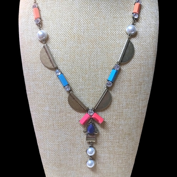 COPY - Premier Designs Antiqued Gold Pop Art Multi Media Long Statement Necklac… - Picture 1 of 4